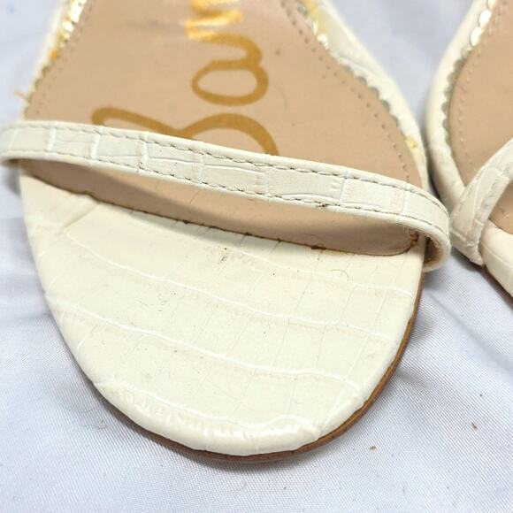 Sam Edelman Dara Croc Embossed Print Sandals Ivory Size 9.5 - Picture 6 of 16